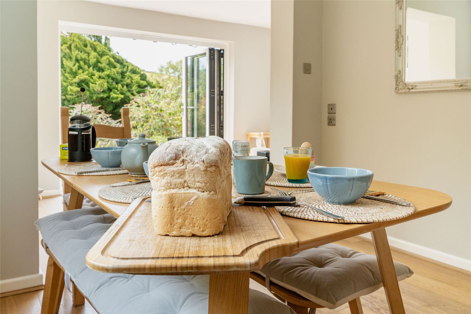 Family dining area with 6 seats and an incredible view of Bindon Hill